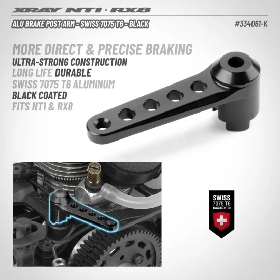 XRay Aluminium Brake Post Arm - Swiss 7075 T6 - Black — image 2 of 2