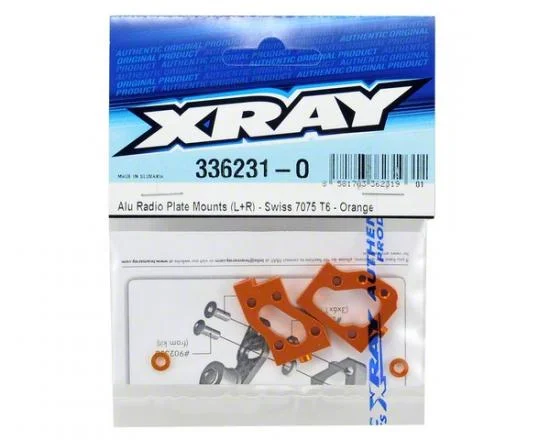 XRay Aluminium Radio Plate Mounts (L+R) - Swiss 7075 T6 - Orange — image 2 of 2