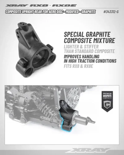 XRay Composite Upright Rear For Aero Disc - Modified - Graphite &mdash; image 2 of 2