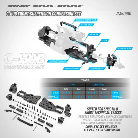 XRay XB8 C-Hub Front Suspension Conversion Set — image 3 of 3