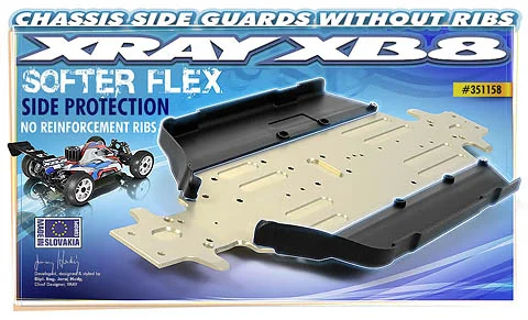 XRay XB8 Chassis Side Guards L+R W/Out Rib — image 4 of 4