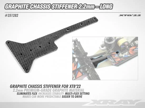 XRay XT822 Graphite Chassis Stiffener - Long — image 2 of 2