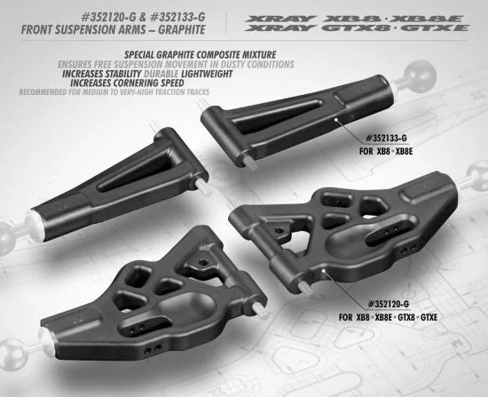 XRay XB8 Composite Front Lower Suspension Arm - Graphite — image 2 of 2