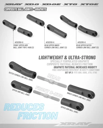 XRay Relief Rear Upper Outer Camber Link Ball Joint - Graphite (2) — image 2 of 2