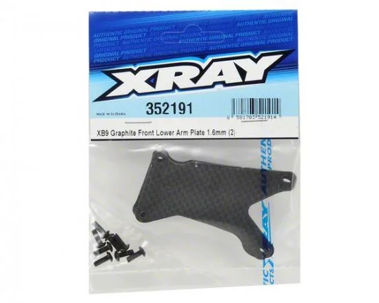 XRay XB9 Graphite Front Lower Arm Plate 1.6 mm (2) &mdash; image 3 of 3