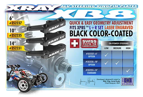 XRay XB8 Aluminium Steering Kingpin Plate - Swiss 7075 T6 - 6 (L+R)