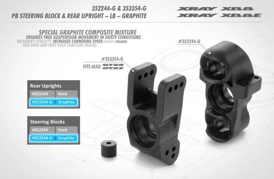 XRay XB8 PB Steering Block LB - Graphite &mdash; image 2 of 2