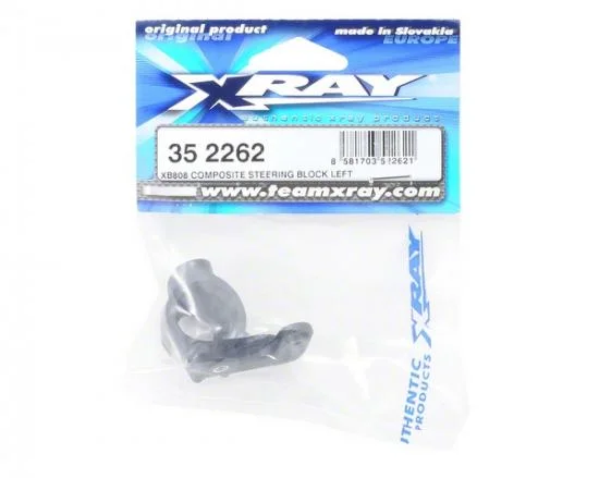 XRay XB808 Composite Steering Block Left - Moulded-In Steel Bushing — image 2 of 4