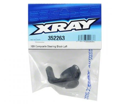 XRay XB9 Composite Steering Block Left - Moulded-In Aluminium Bushing — image 2 of 2