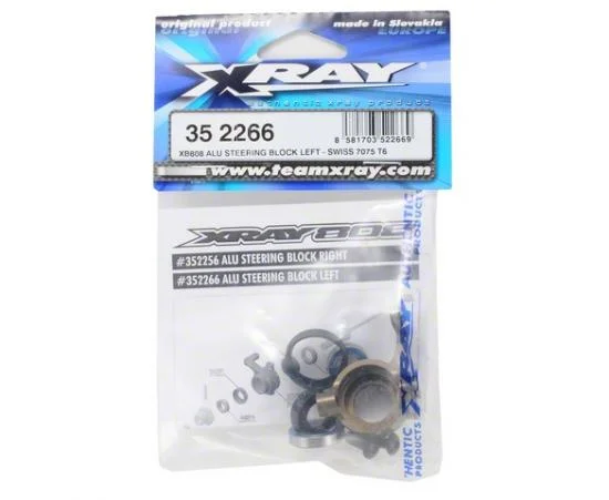 XRay XB808 Aluminium Steering Block Left - Swiss 7075 T6 - Hard Coated + Ball Bearings - V2 &mdash; image 3 of 3