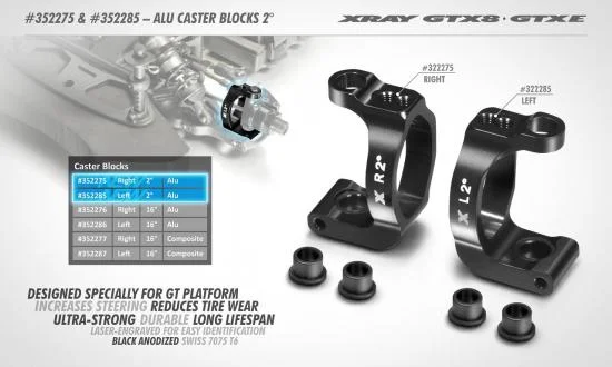 XRay Aluminium Caster Block 2 Left - Swiss 7075 T6 — image 2 of 2