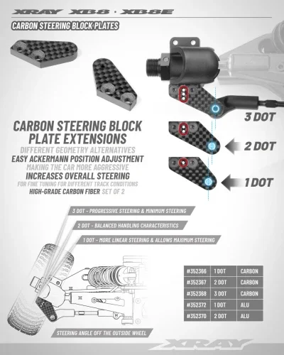 XRay XB8 Carbon Steering Plate - 1 Dot (1 1) &mdash; image 2 of 2