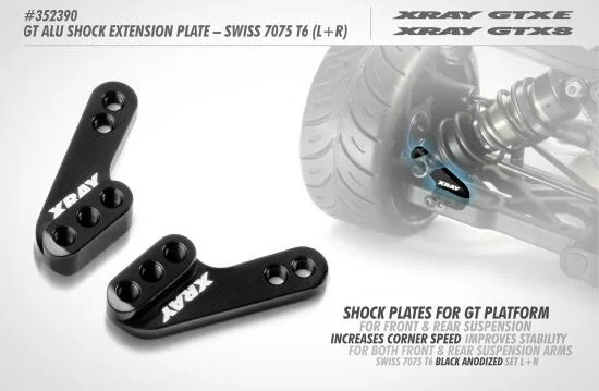 XRay GT Aluminium Shock Plate - Swiss 7075 T6 (L+R) &mdash; image 2 of 2