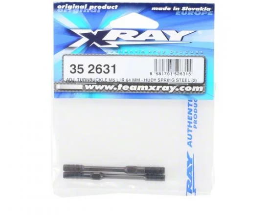 XRay Adj. Turnbuckle M5 L/R 64 mm - Hudy Spring Steel (2) — image 2 of 3