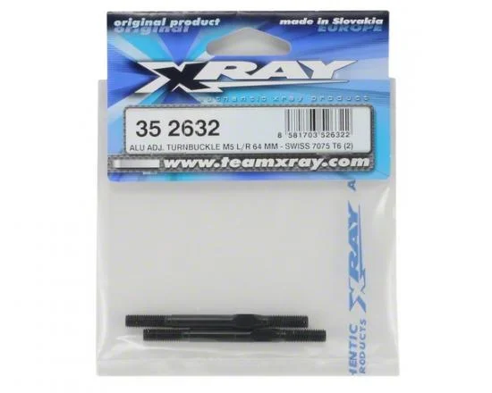 XRay Aluminium Adj. Turnbuckle 64mm M5 L/R - Swiss 7075 T6 (2) &mdash; image 2 of 4