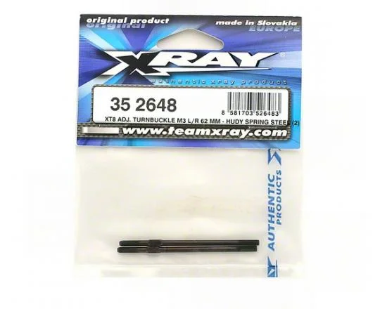 XRay GTXE Adj. Turnbuckle M3 L/R 62 mm - Hudy Spring Steel (2) &mdash; image 2 of 2
