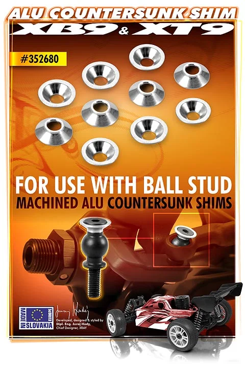 XRay Aluminium Countersunk Shim For Ball Stud (10)