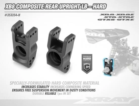 XRay XB8 Composite Rear Upright LB - Hard — image 2 of 3