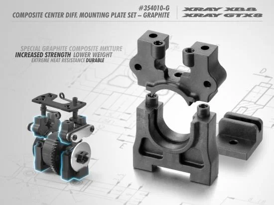 XRay Center Diff Mounting Plate Set - Graphite — image 3 of 3