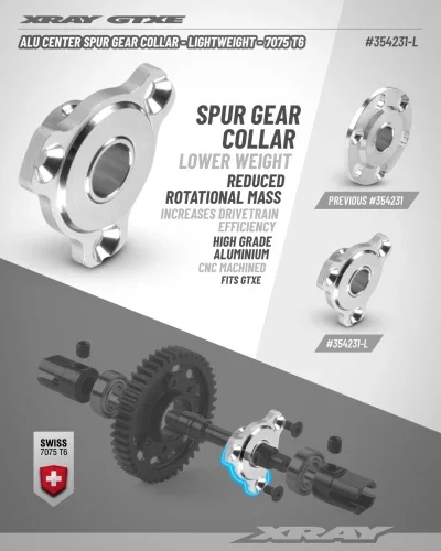 XRay GTXE Aluminium Center Spur Gear (2nd) Collar - Ligthweight - 7075 T6 — image 2 of 2