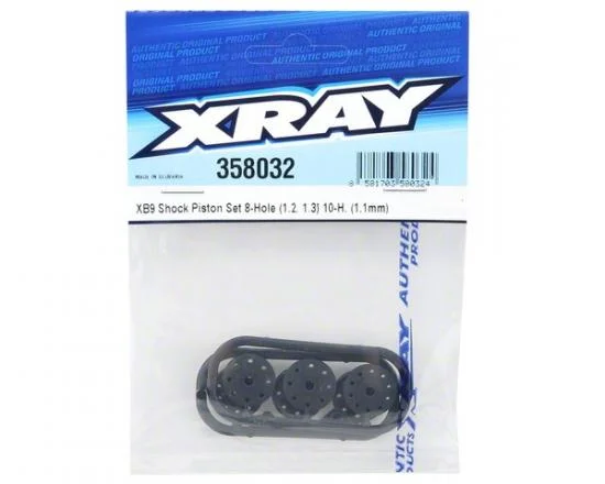 XRay XB9 Shock Piston Set 8-Hole (1.2; 1.3) 10-H. (1.1mm) — image 3 of 3