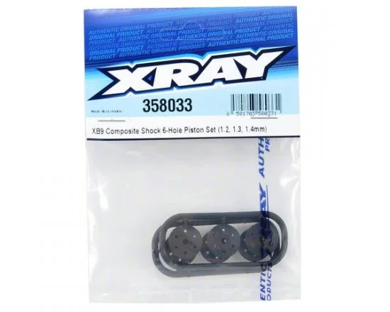 XRay XB9 Composite Shock 6-Hole Piston Set (1.2; 1.3; 1.4mm) &mdash; image 3 of 3