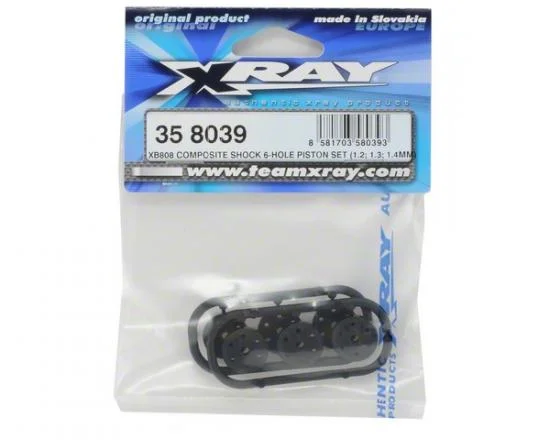 XRay XB808 Composite Shock 6-Hole Piston Set (1.2; 1.3; 1.4mm) — image 3 of 3