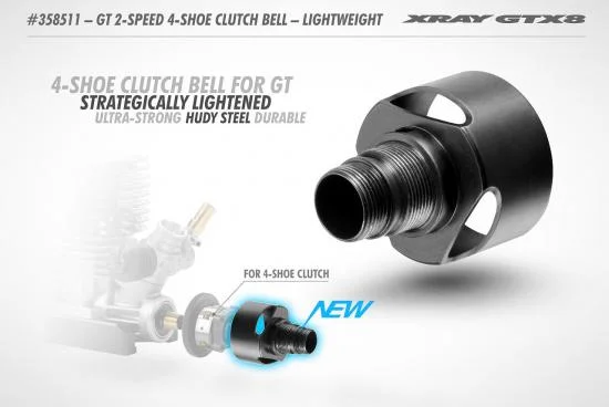 XRay GT 2-Speed 4-Shoe Clutch Bell - Lightweight &mdash; image 2 of 2