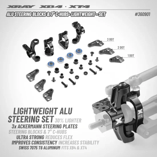 XRay Aluminium Steering Blocks And 7 C-Hubs - Lightweight - Set &mdash; image 2 of 2