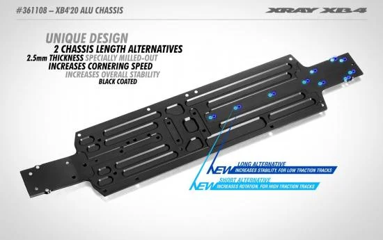XRay XB4 20 Aluminium Chassis - Swiss 7075 T6 (2.5mm) &mdash; image 2 of 2