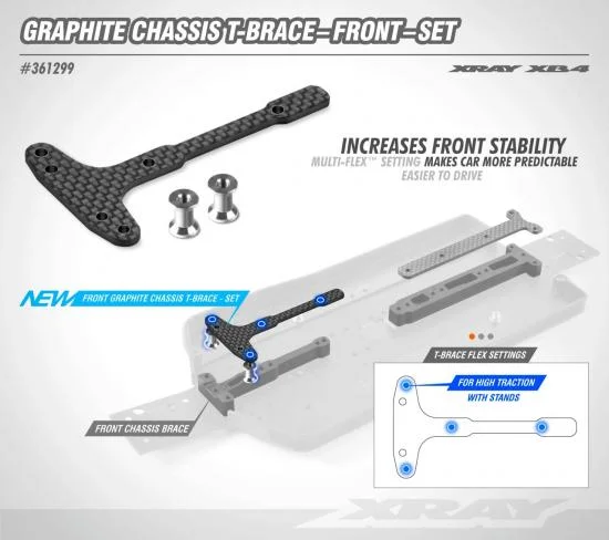 XRay Graphite Chassis T-Brace - Front - Set &mdash; image 2 of 2