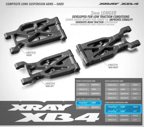 XRay Composite Long Suspension Arm Front Lower - Hard — image 2 of 2