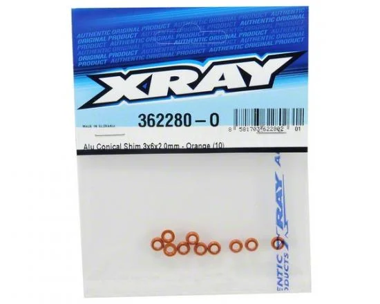 XRay Aluminium Conical Shim 3X6X2.0mm - Orange (10) &mdash; image 2 of 2