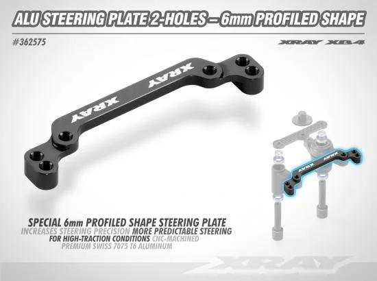 XRay Aluminium Steering Plate 2-H. - 6mm Profiled Shape - Swiss 7075 T6 — image 2 of 2