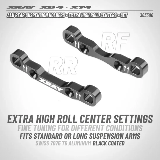 XRay Aluminium Rear Suspension Holders - Extra High Roll Centers - Set &mdash; image 2 of 2