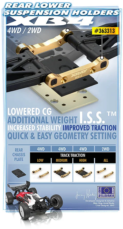 XRay Brass Rear Lower Suspension Holder Set +2 - Rr+Rf — image 2 of 5