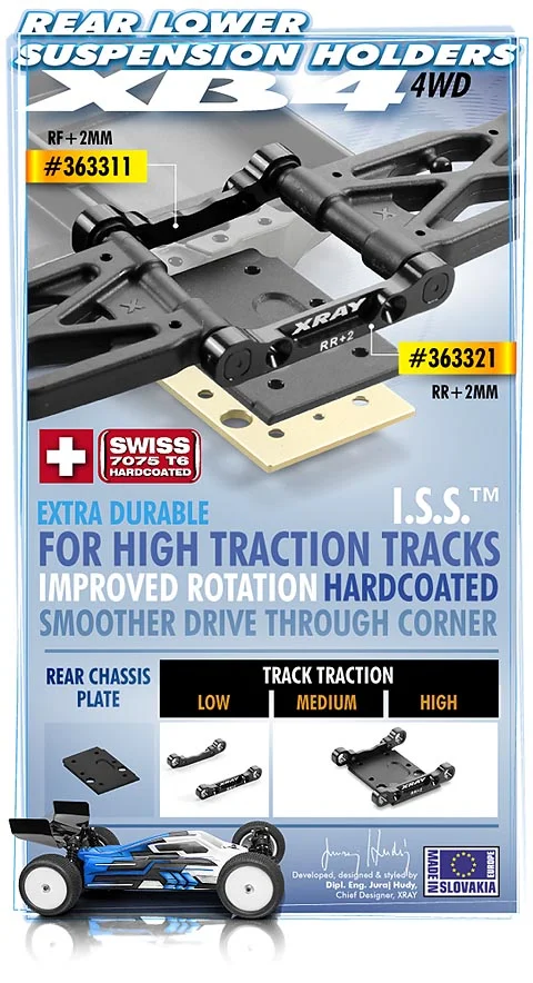 XRay Aluminium Rear Lower Susp. Holder +2 - Front - 7075 T6 (5mm)