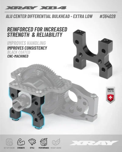 XRay Aluminium Center Differential Bulkhead - Extra Low - Swiss 7075 T6 — image 2 of 2