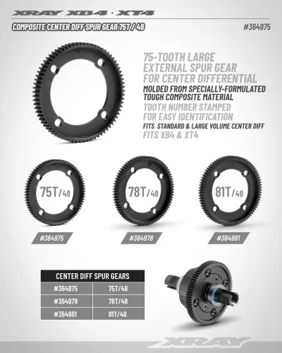 XRay Composite Center Diff Spur Gear 75T / 48 — image 2 of 2