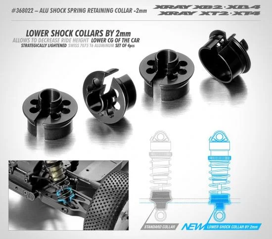 XRay Aluminium Shock Spring Retaining Collar -2mm (4) — image 2 of 2