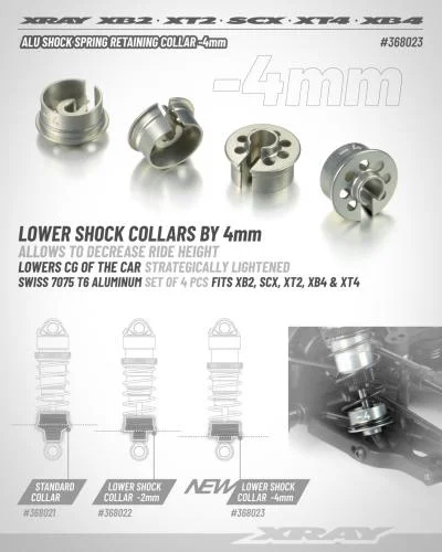 XRay Aluminium Shock Spring Retaining Collar -4mm (4) &mdash; image 2 of 2