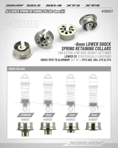 XRay Aluminium Shock Spring Retaining Collar -6mm (4) — image 2 of 2