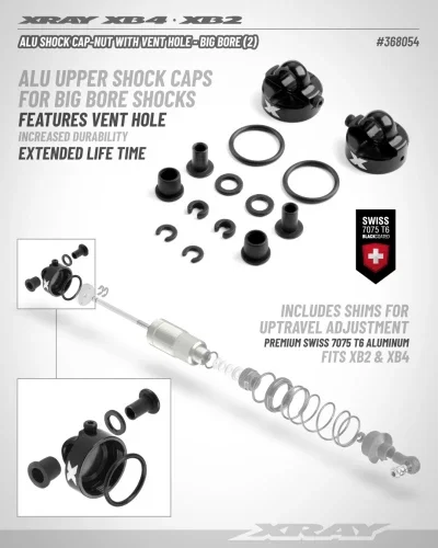 XRay Aluminium Shock Cap-Nut With Vent Hole - Big Bore (2) &mdash; image 2 of 2