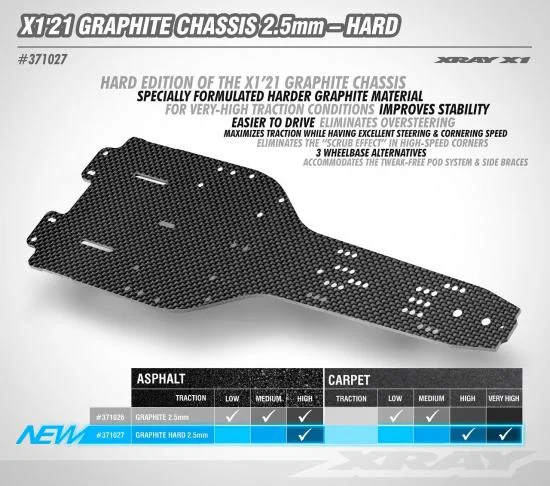 XRay X121 Graphite Chassis 2.5mm - Hard &mdash; image 2 of 2