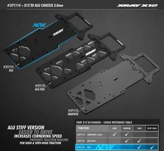 XRay X12 20 Aluminium Chassis 2.0mm - 7075 T6 &mdash; image 3 of 3