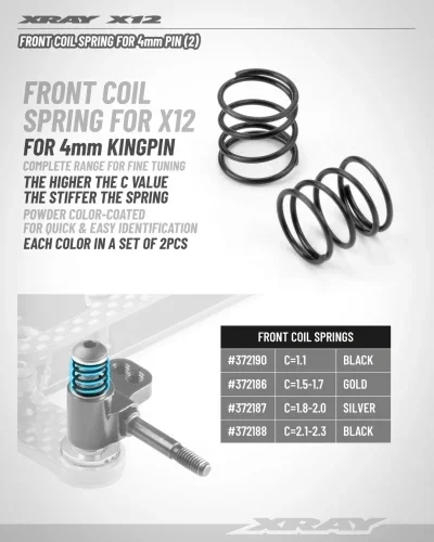 XRay Front Coil Spring For 4mm Pin C 1.1 - Black (2) &mdash; image 2 of 2