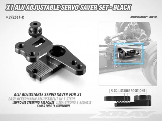 XRay X1 Aluminium Adjustable Servo Saver Set - Black — image 3 of 3