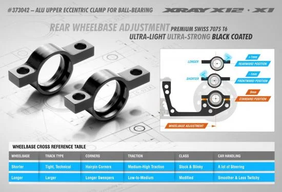XRay Aluminium Upper Eccentric Clamp For Ball Bearing - Swiss 7075 T6 &mdash; image 3 of 3