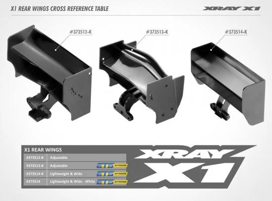 XRay X1 Composite Rear Wing - Lightweight + Wide - Black — image 3 of 4