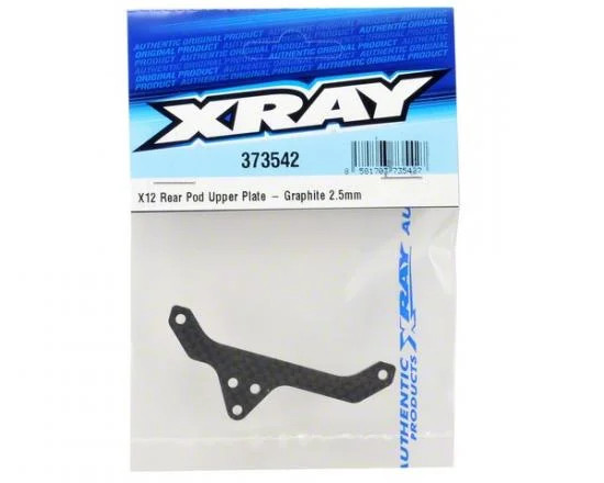 XRay X12 Rear Pod Upper Plate - Graphite 2.5mm — image 2 of 2